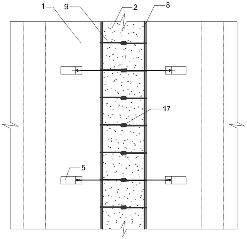 Bridge deck rabbet wet joint connecting structure and construction method thereof