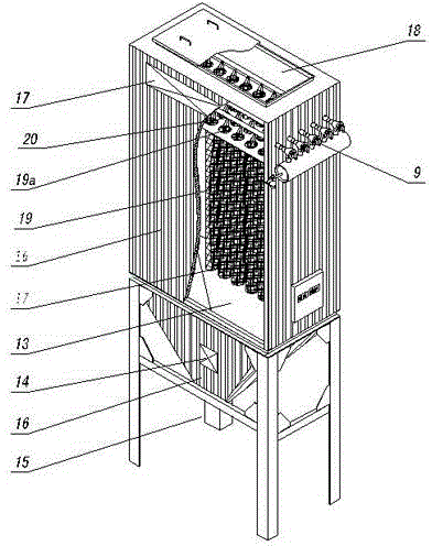 A method and device for continuous treatment of flue gas