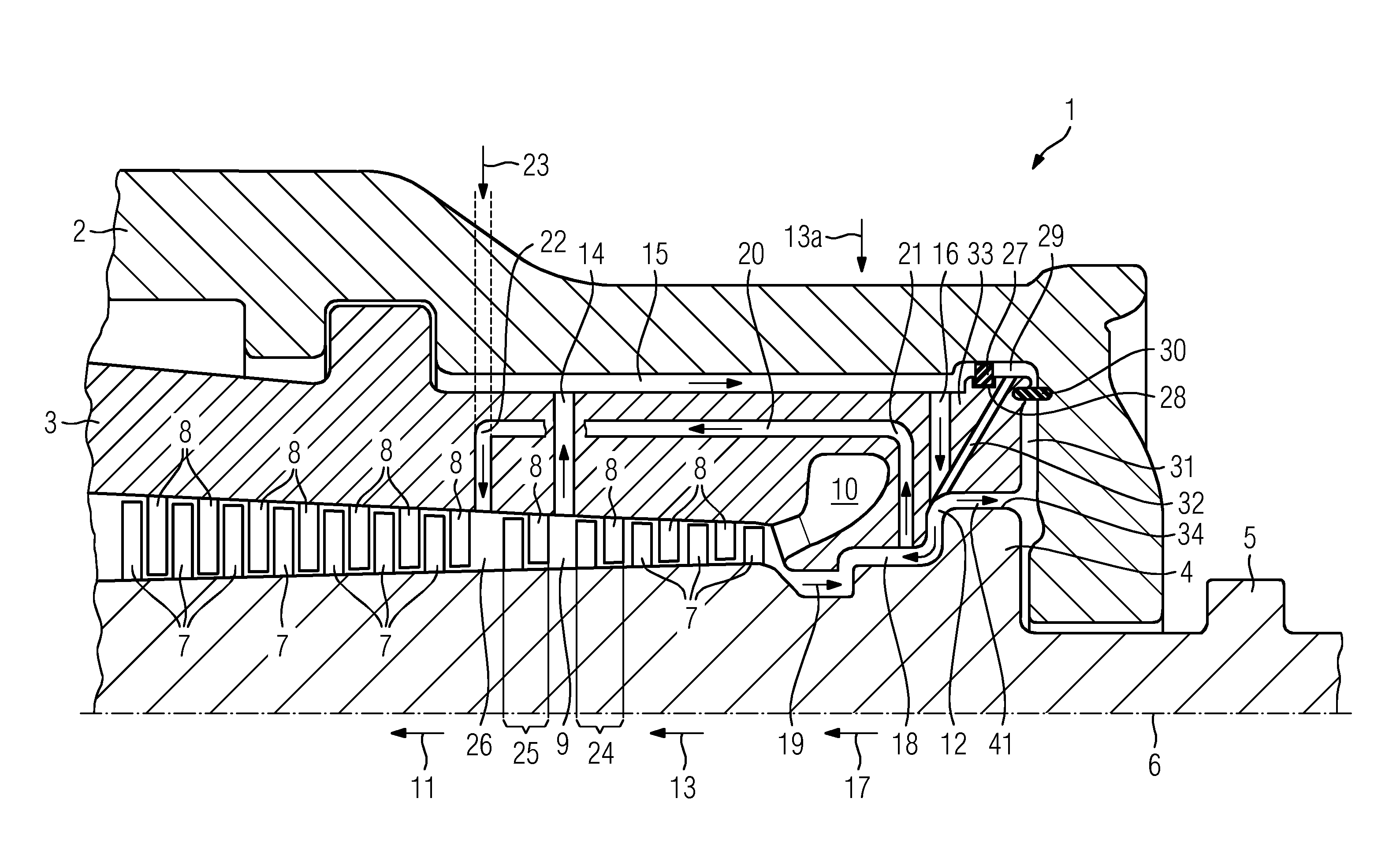 Steam turbine comprising a thrust balance piston