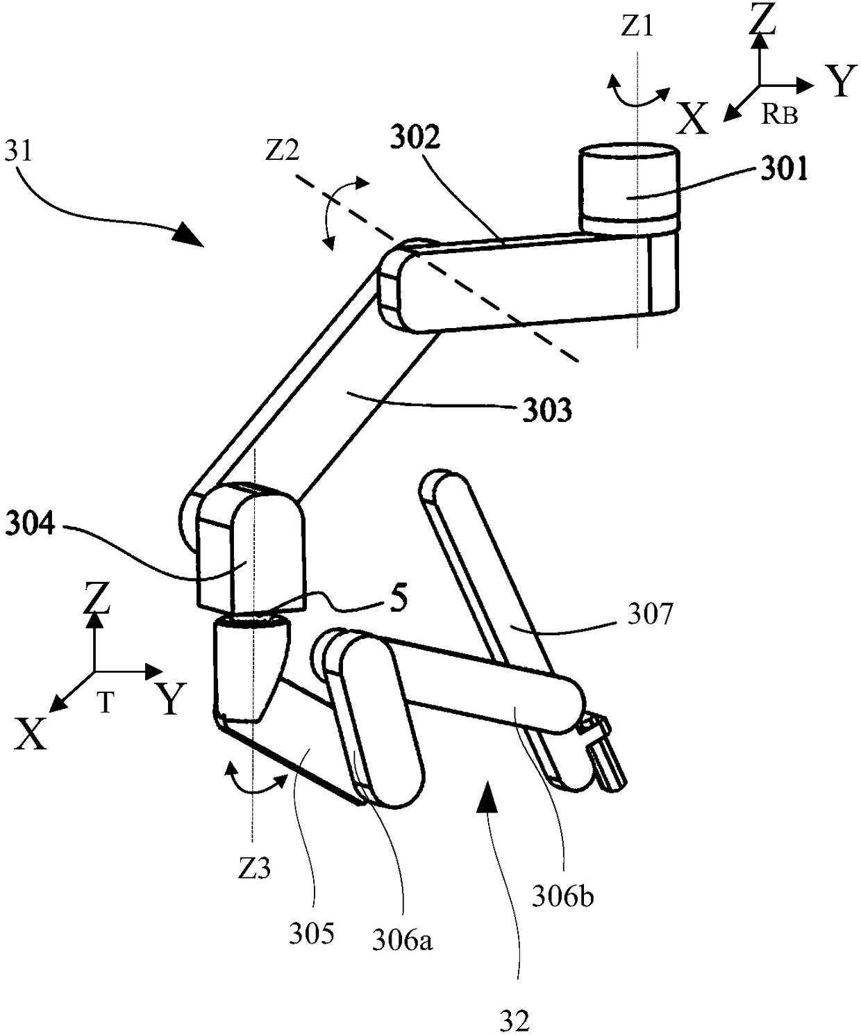 Mechanical arm, working method thereof and surgical robot
