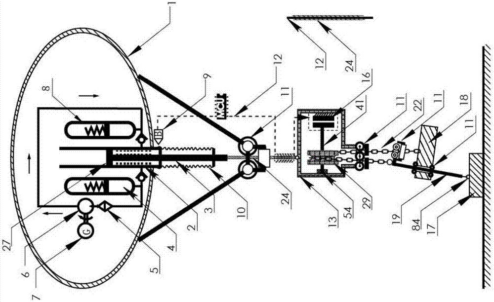 Wave-activated generator with line-operated hydraulic cylinder