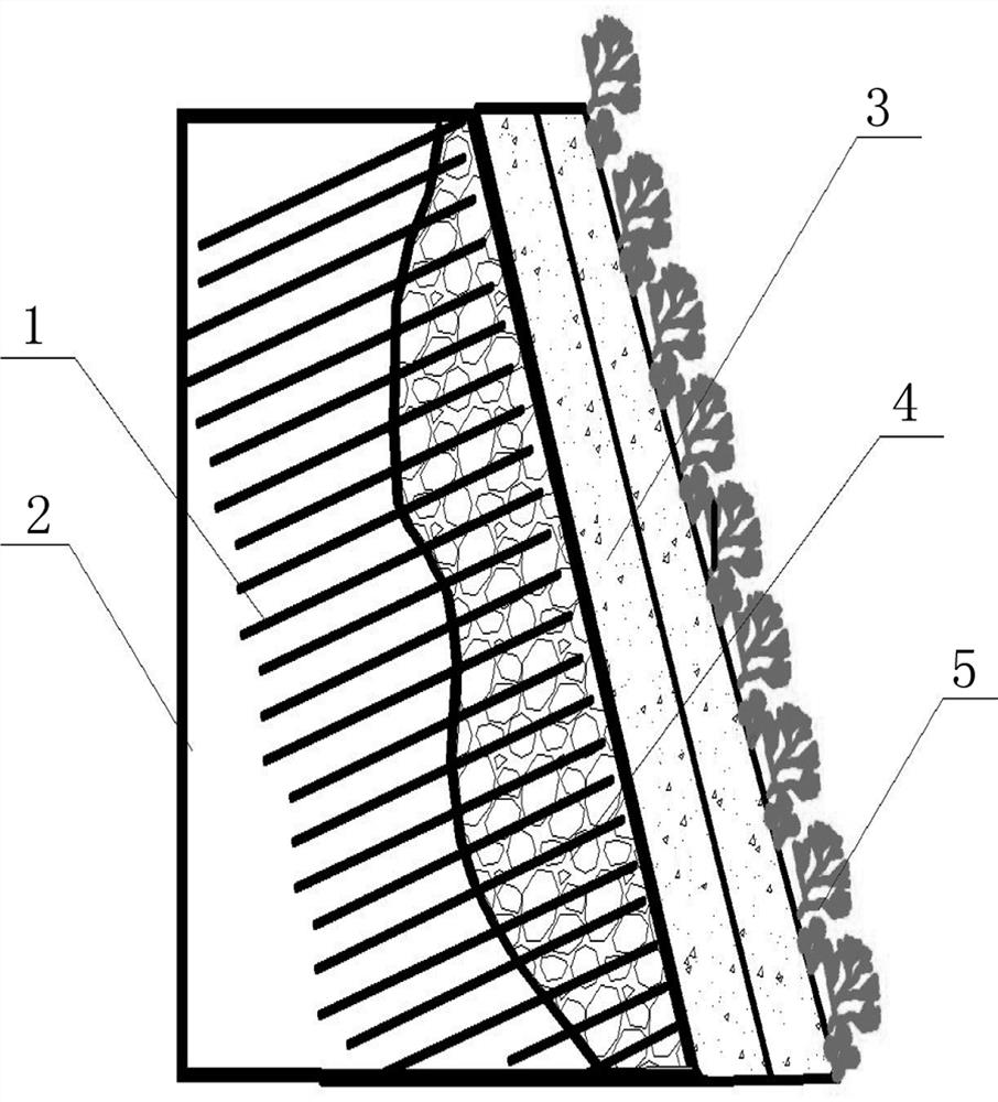 Vegetation establishment method on a rocky inverted slope