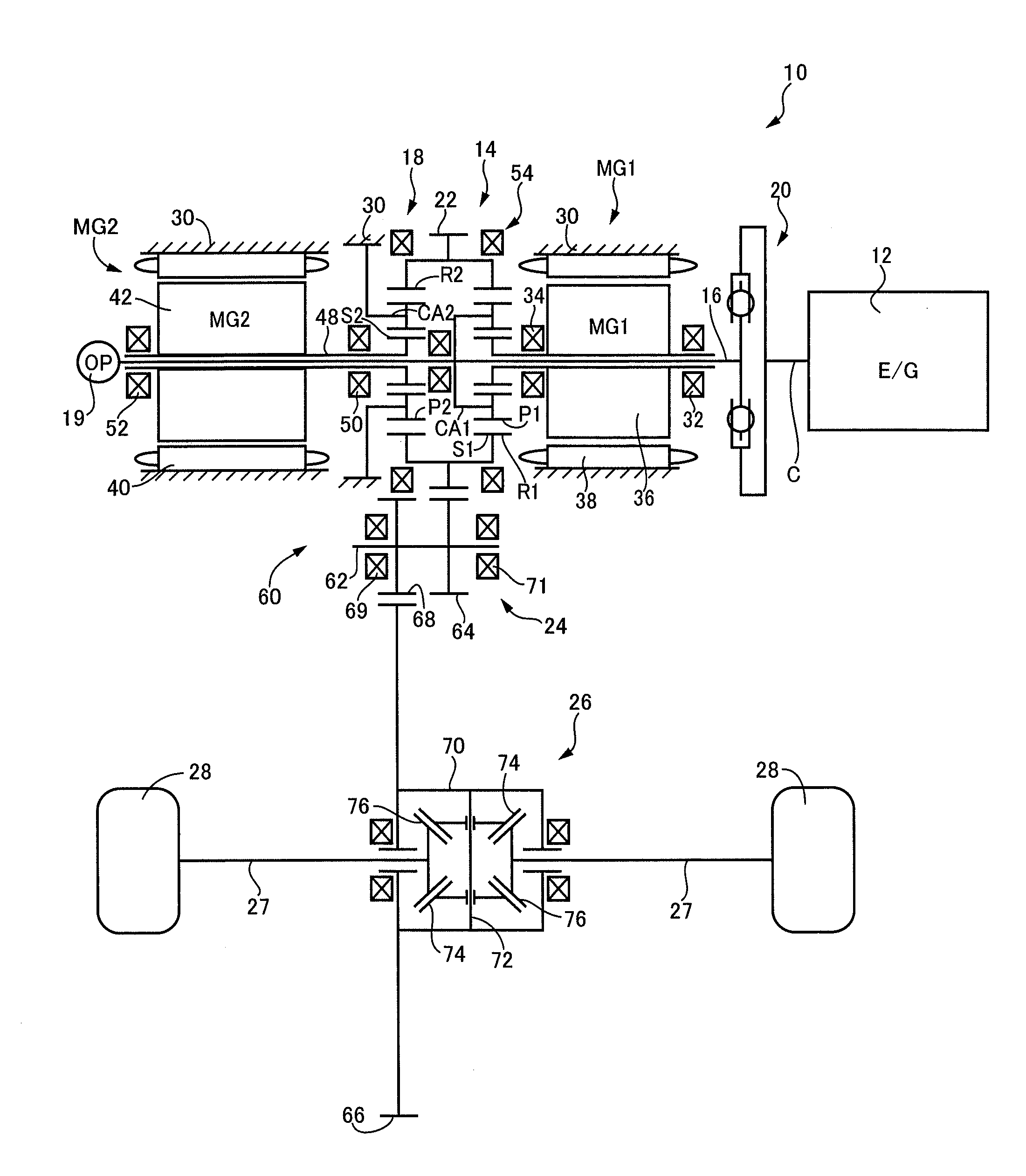 Meshed gear for vehicle