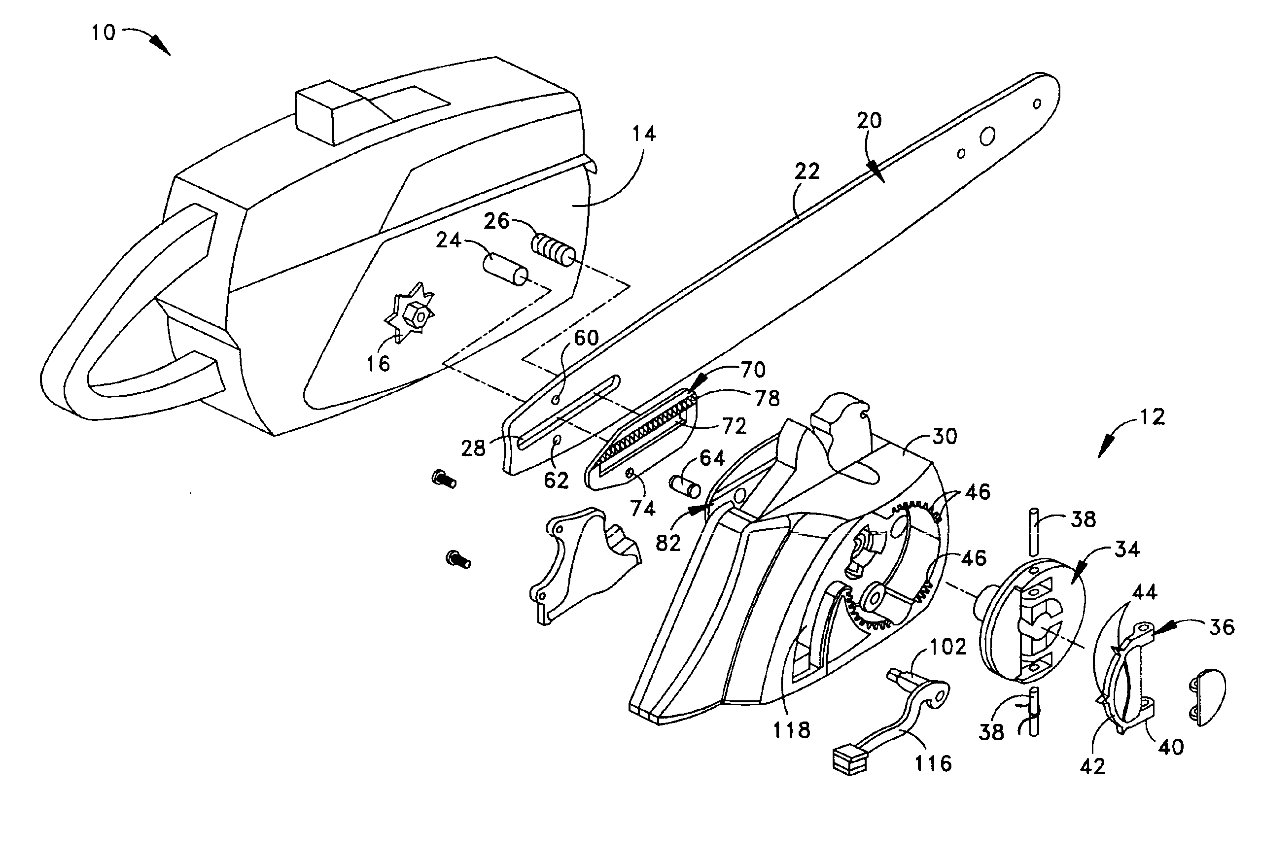 Chain saw adjuster mechanism with locking teeth
