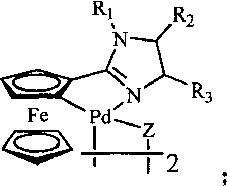Ferrocenyl imidazoliny palladium compound, its preparation method and its uses in catalytic synthesis of coupling product
