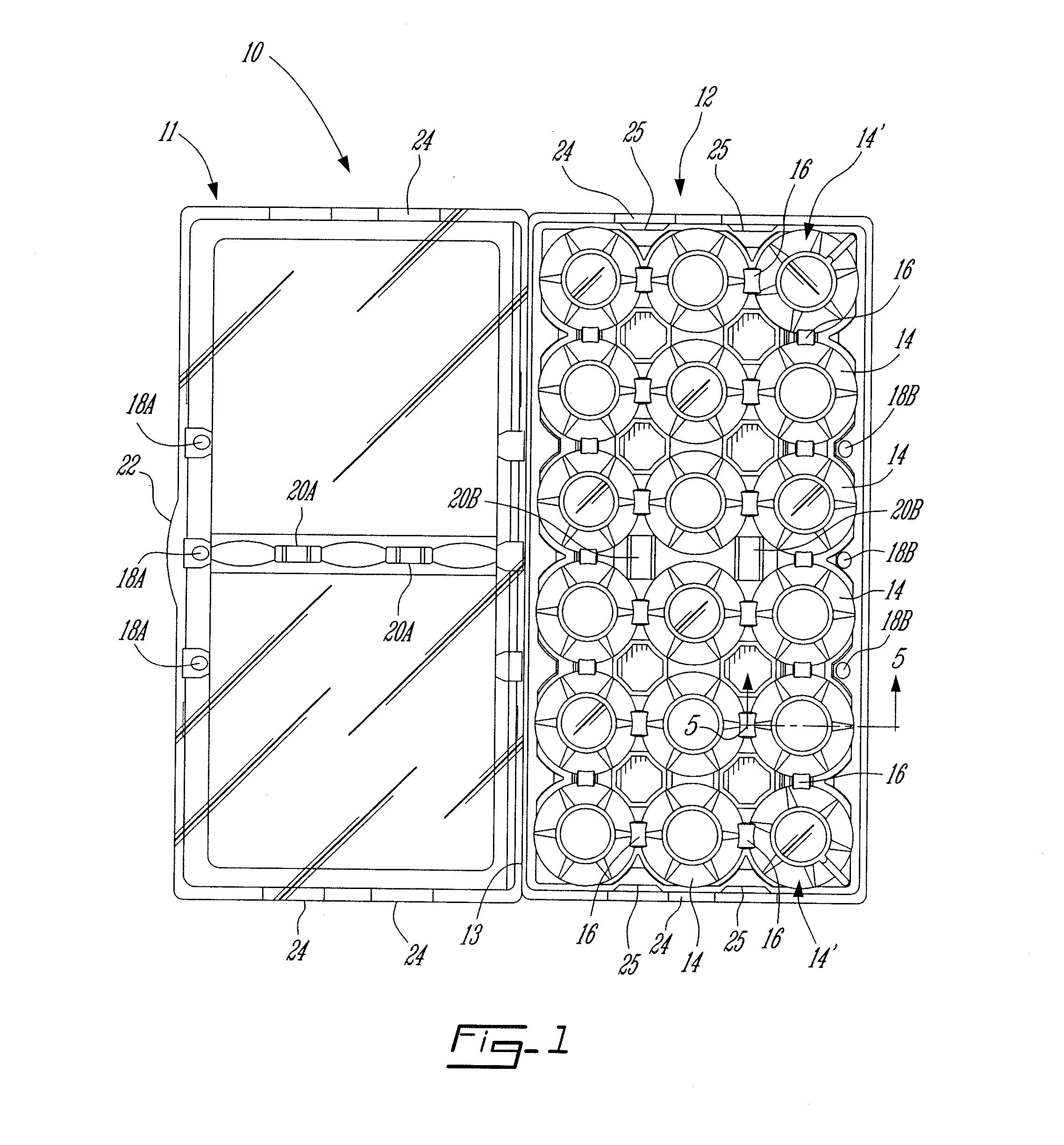 Container for frangible articles such as eggs