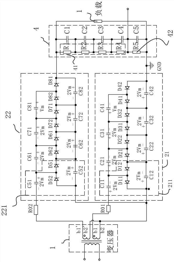 Voltage doubling rectifying circuit of high-voltage power supply