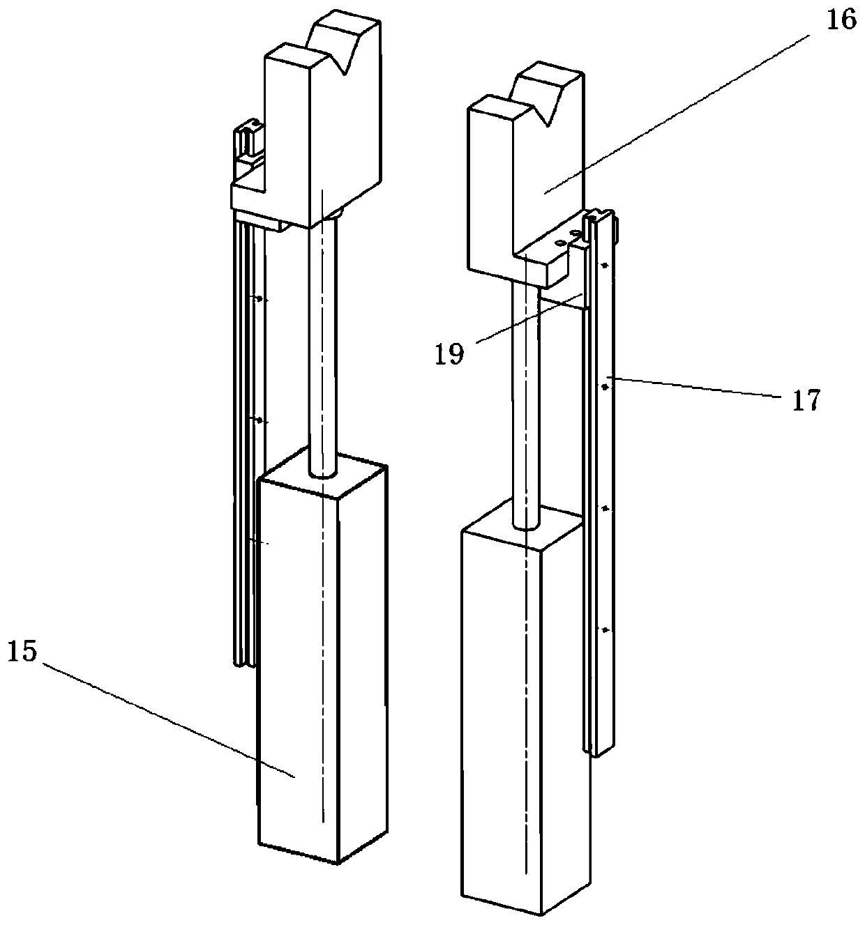 Feeding and discharging device for simultaneous eddy current flaw detection applied to inner and outer walls of stainless steel short pipe