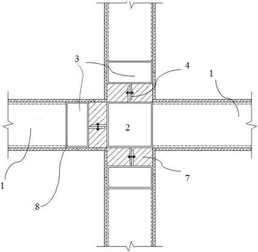 Steel frame lightweight sandwich plate integrated wall and construction method thereof
