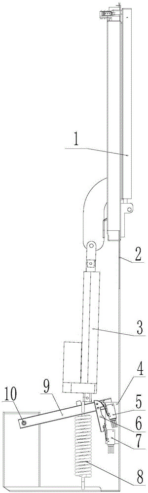 Hand pinching preventing cabinet door opening and closing mechanism of bed pan cleaning machine