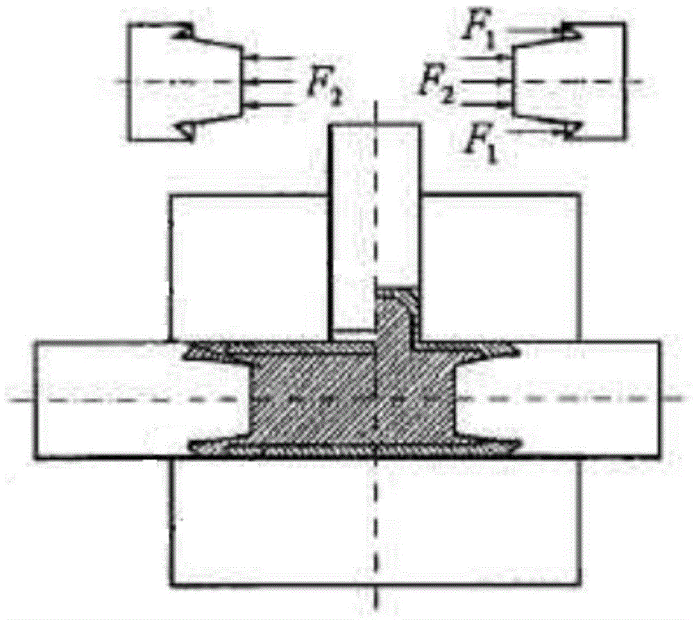 Rigid-plastic compound multi-cylinder locking bulging forming apparatus for hydraulic controlled type three-way pipes