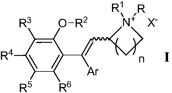 2-(2,2-diarylvinyl)-quaternary ammonium salt type cyclic amine derivative and preparation method thereof