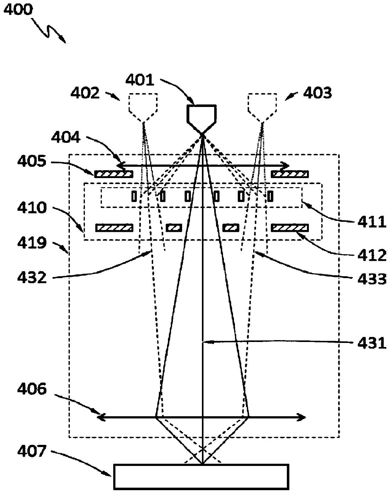 An apparatus using multiple beams of charged particles