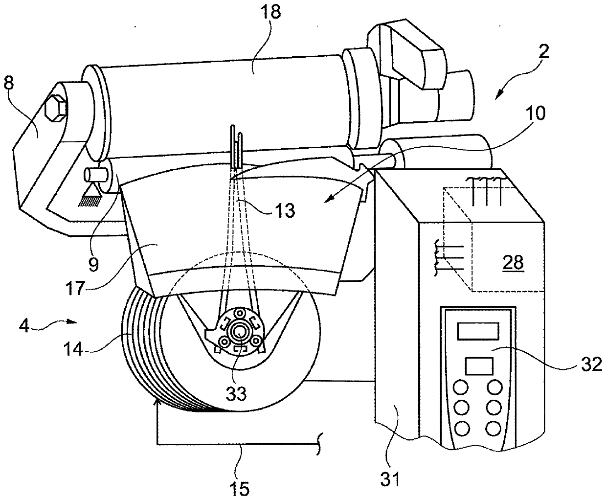 Yarn traversing device comprising motor driver and finger guide