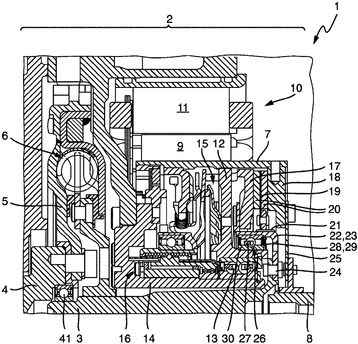 Mounting device for countershaft in the separating clutch of the hybrid module