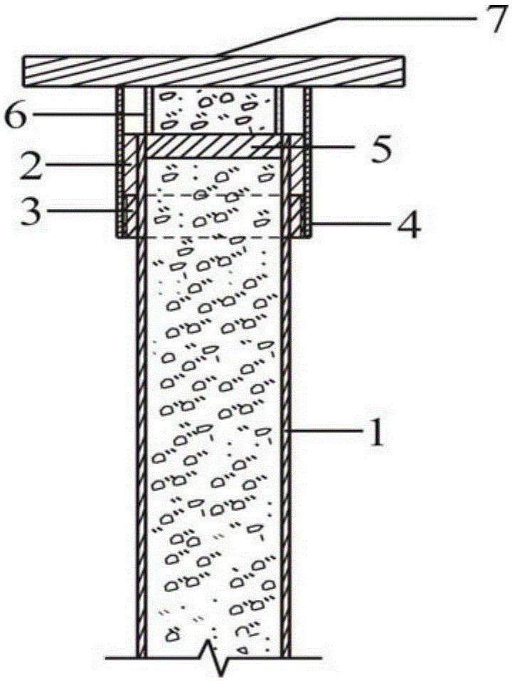 Pulling and pressing separated thin-walled steel tube concrete column and construction method thereof
