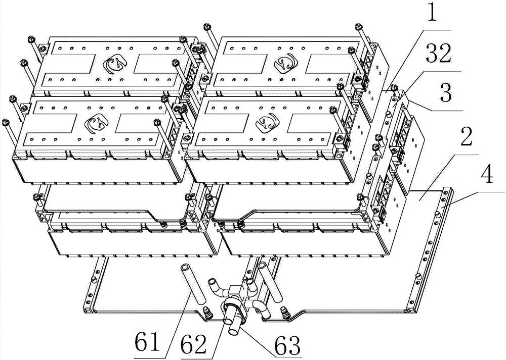 Liquid-cooled fixing structure for battery system