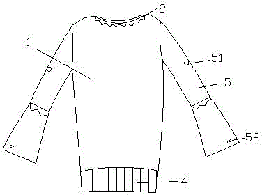 V-shaped collar sweatshirt