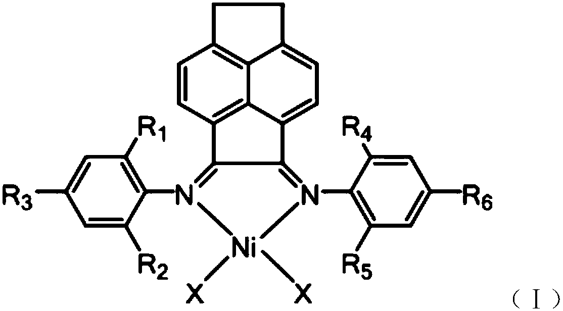 Ethylidene acenaphthene(asymmetric alpha-diimine)nickle catalyst and production method and application thereof