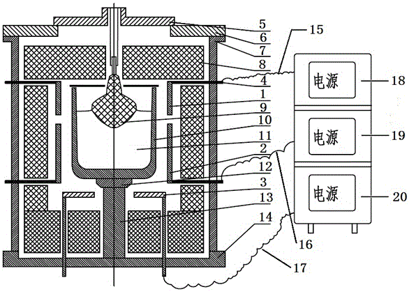 Multistage graphite heating system of sapphire crystal growth equipment and using method of multistage graphite heating system