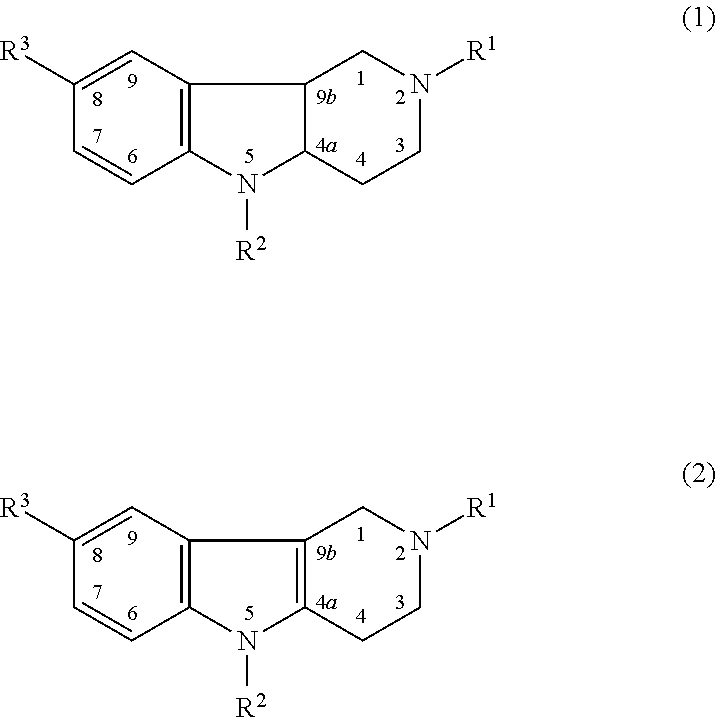 Drug demonstrating anxiolytic effect based on hydrogenated pyrido (4,3-b) indoles, its pharmacological compound and application method