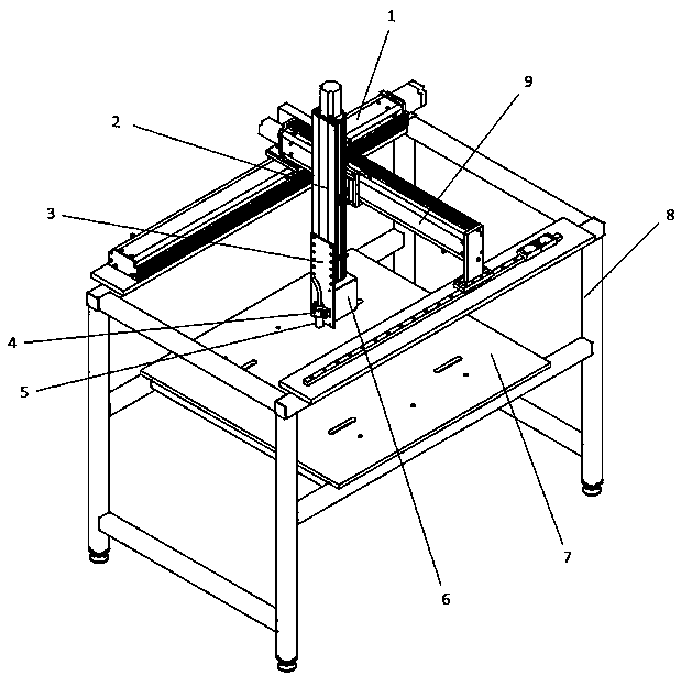 Gantry type three-axis welding device capable of automatically identifying weld joint track and welding method of gantry type three-axis welding device