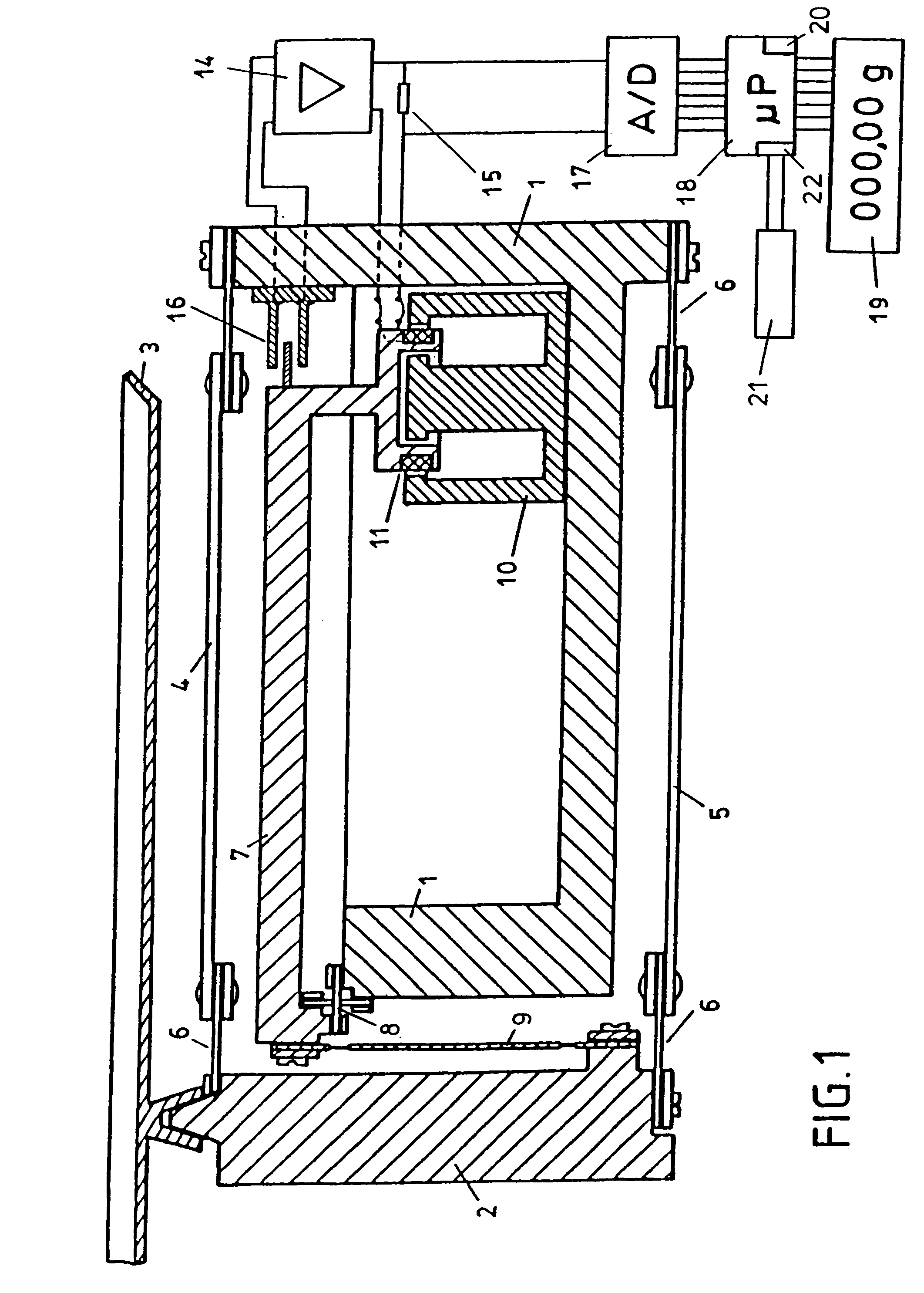 Electronic scale and method for weight measurement including correction means for correcting a weight dependent signal
