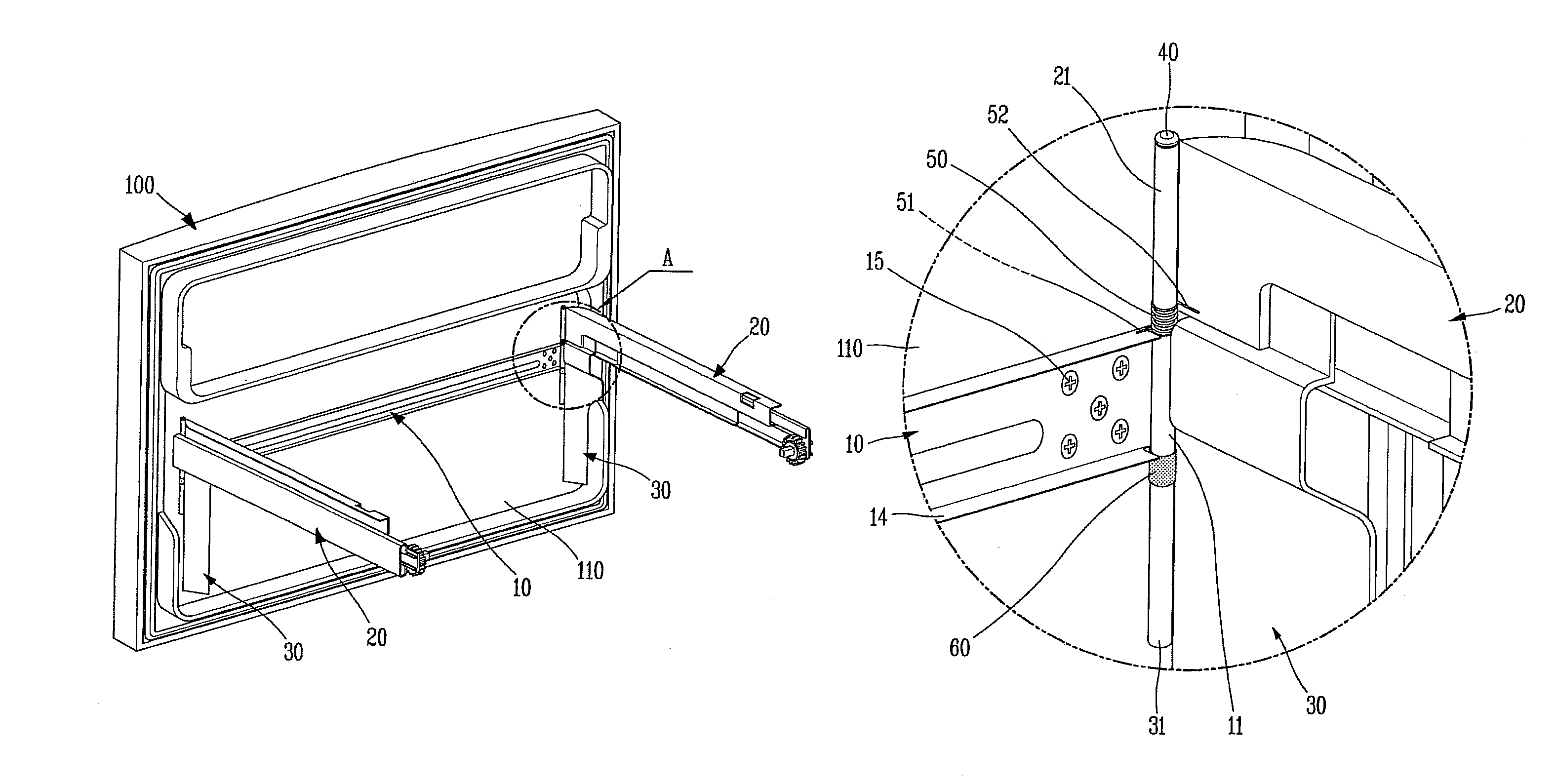 Guide rail attaching structure for sliding door and refrigerator having the same