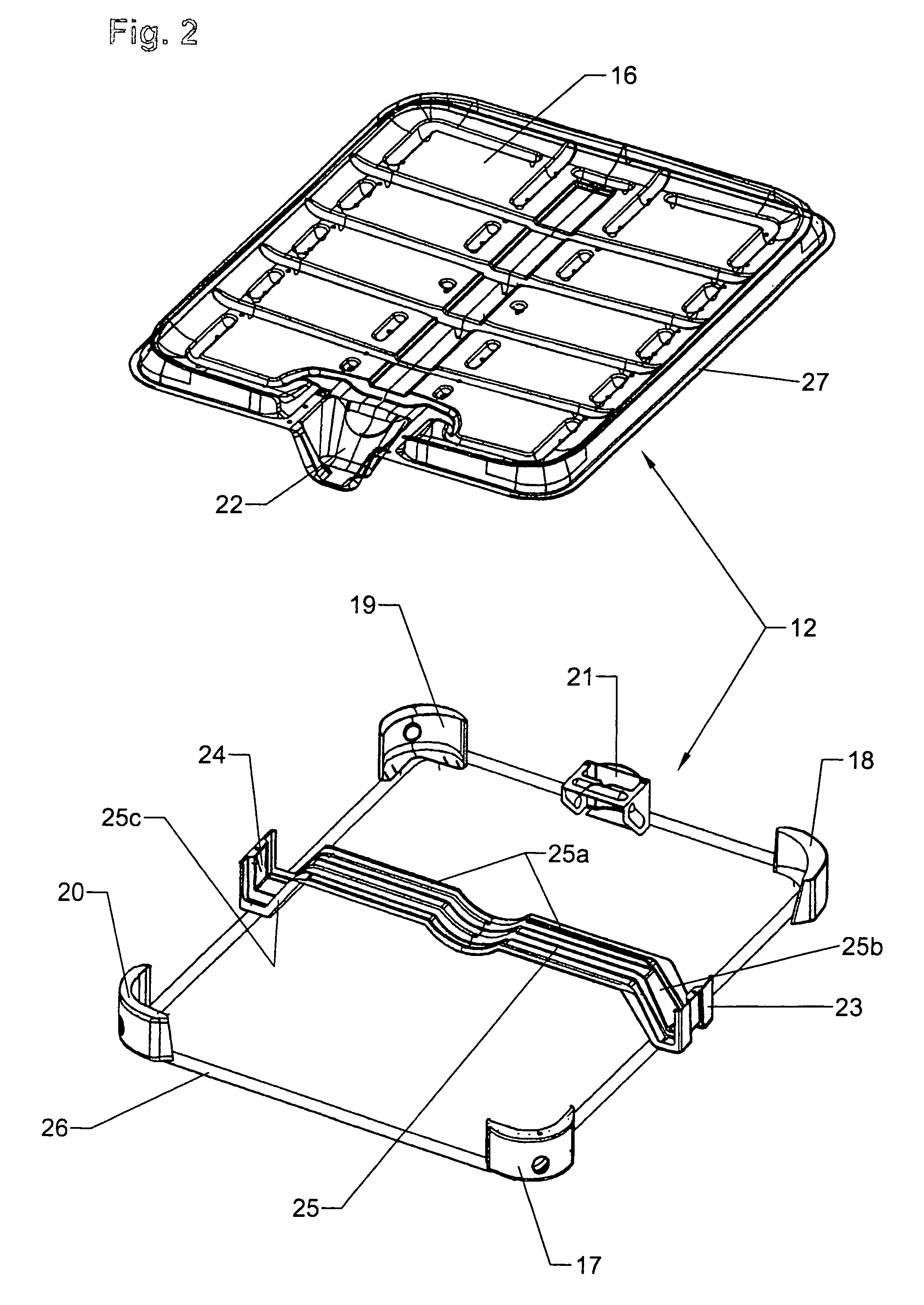 Reinforcement plate for the bottom of a pallet-like support base supported on corner and center feet and on a base frame, especially for pallet containers