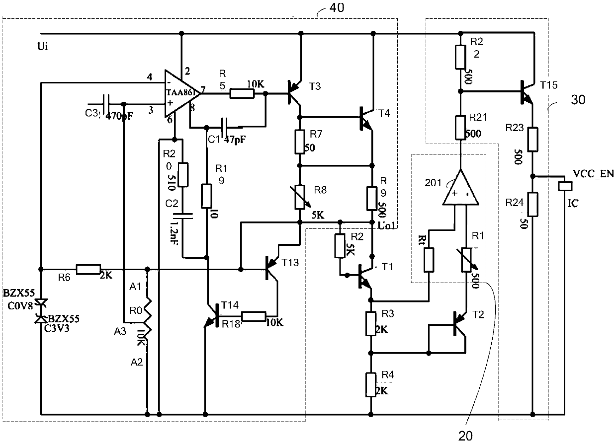 A kind of over-temperature protection circuit and driving method