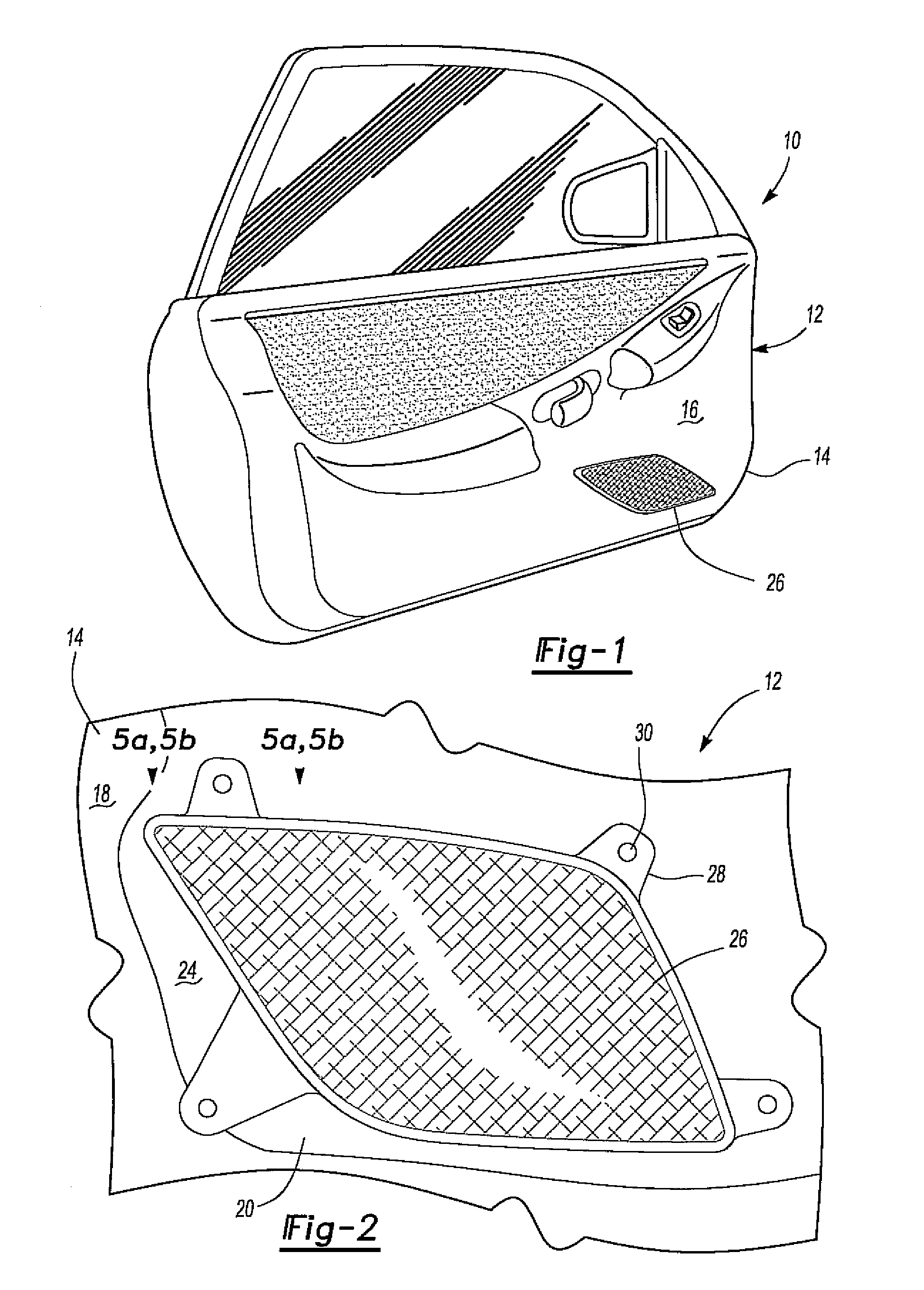 Three panel heat stake structure