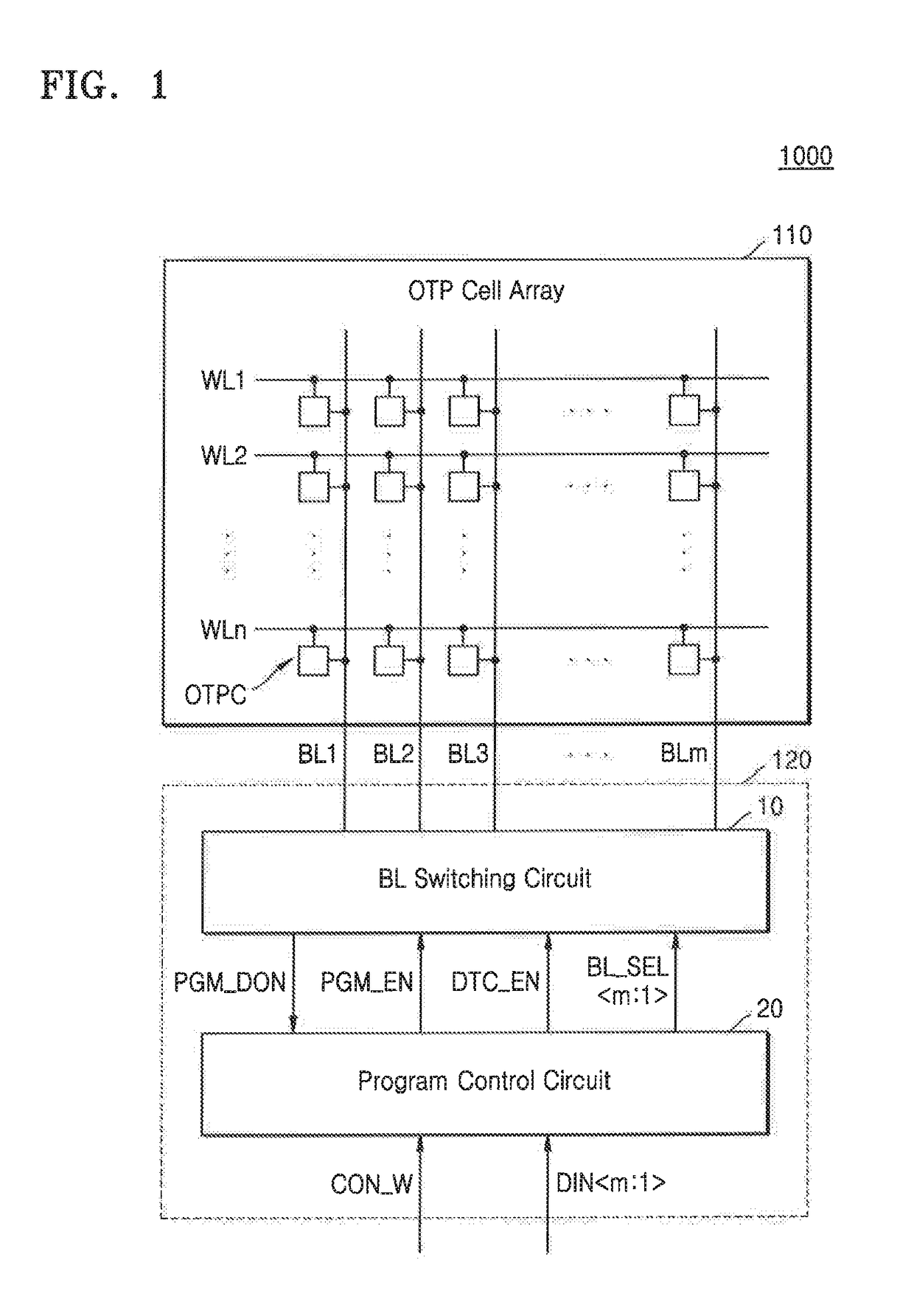 One time programmable memory and a data writing method thereof