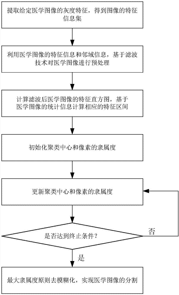 Fuzzy clustering medical image segmentation method having real-time performance