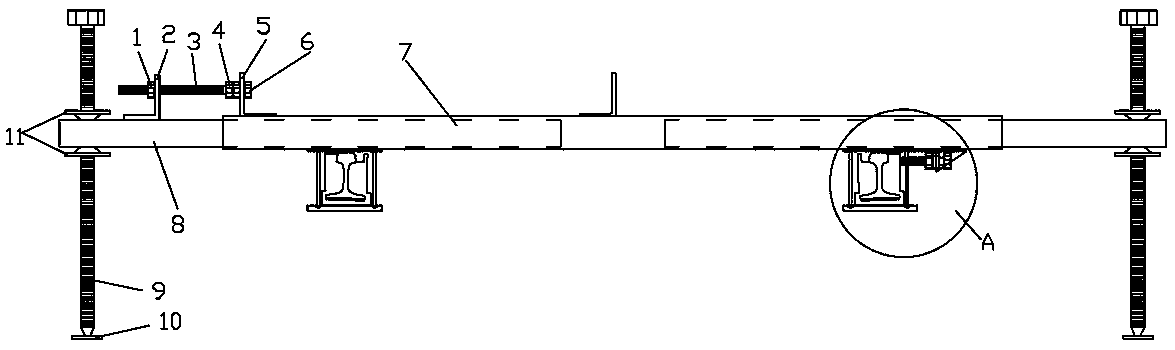 Steel rail lifting apparatus for track construction track laying, and application method thereof