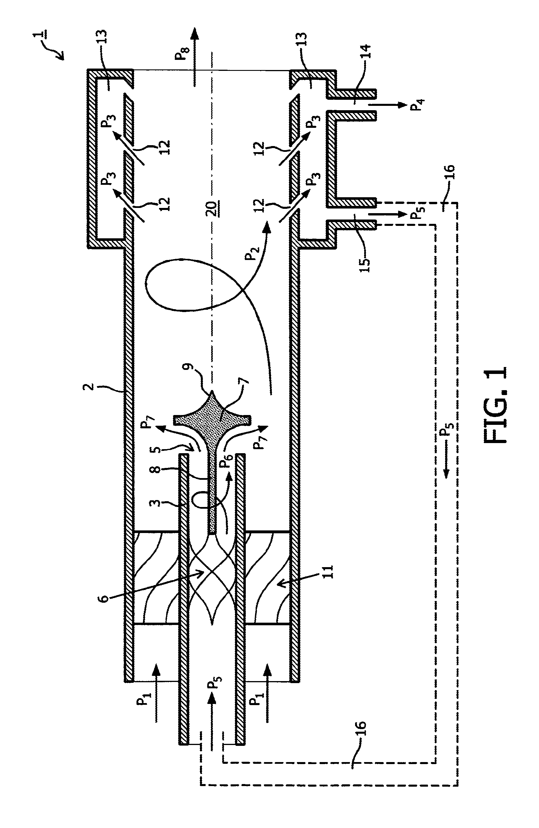 Separating device and method with a return flow of heavy fraction