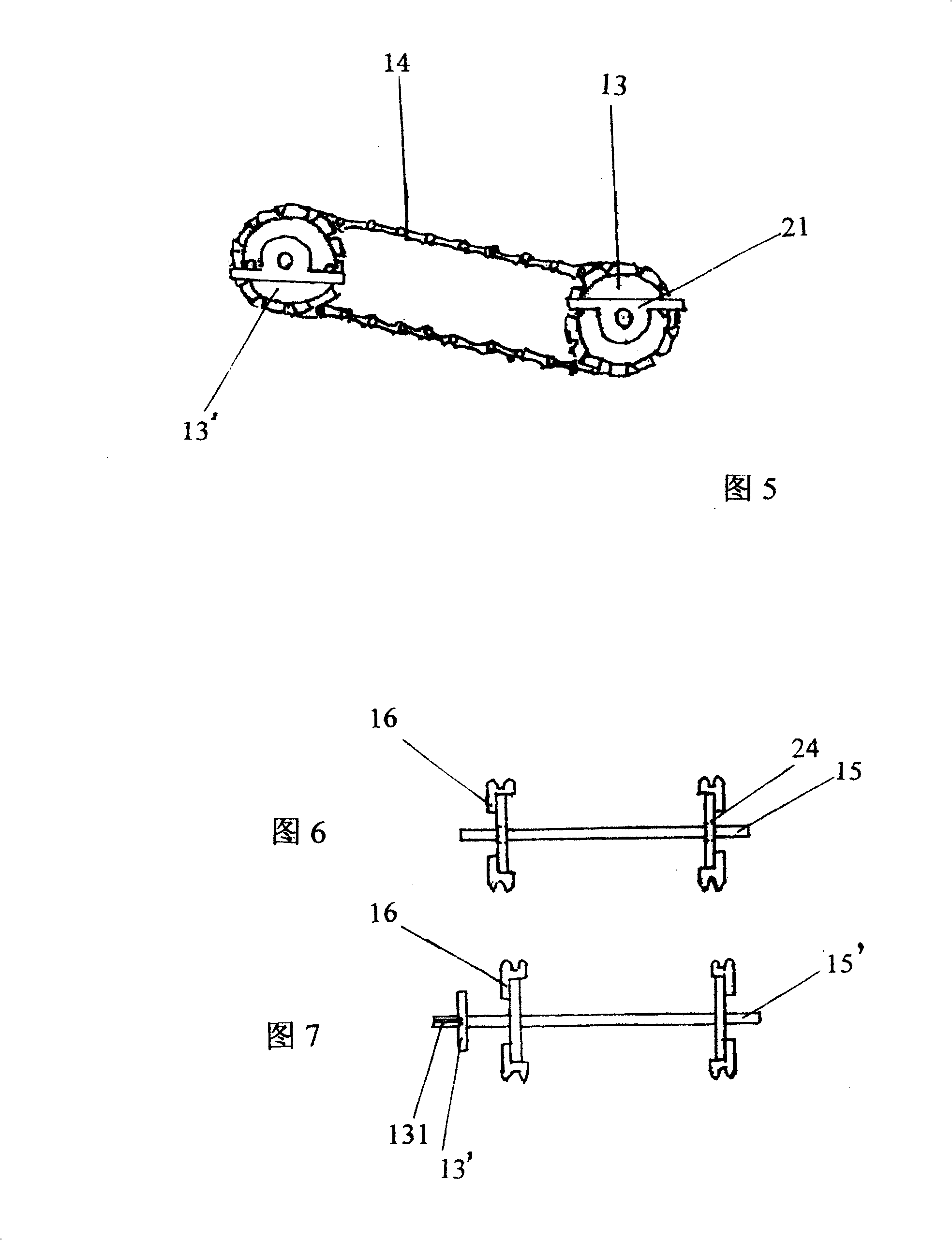 Rear-pulling mounted road snow scraping cleaning machine