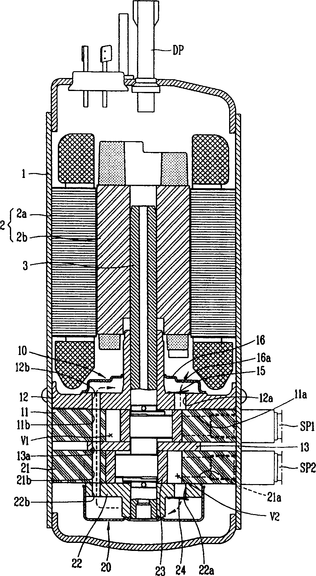 Discharging structure of reciprocating rotary compressor