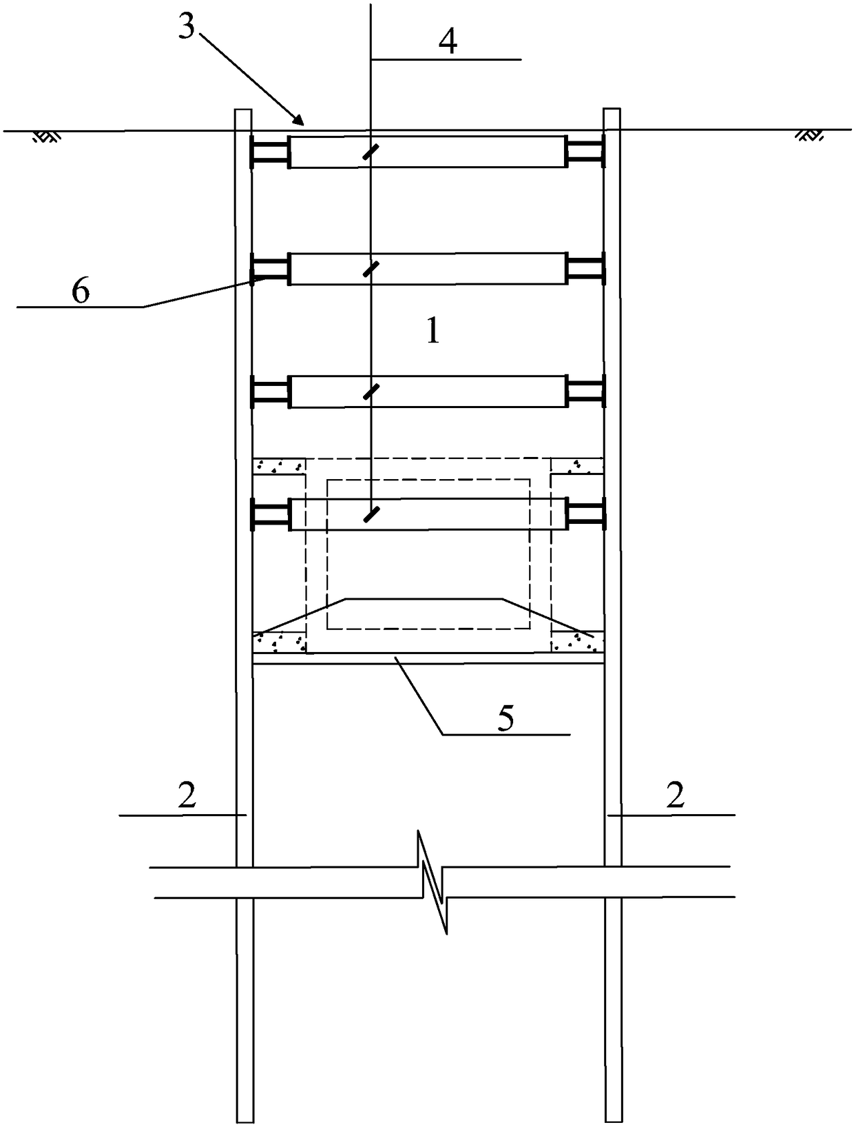 Construction method of long and narrow deep foundation pit surrounding system