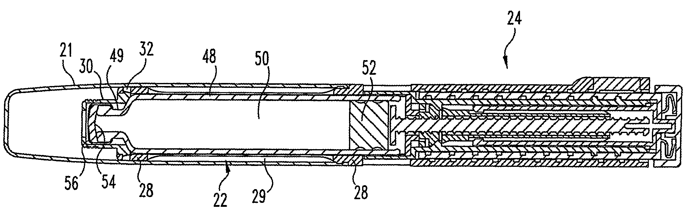 Medication dispensing apparatus with triple screw threads for mechanical advantage