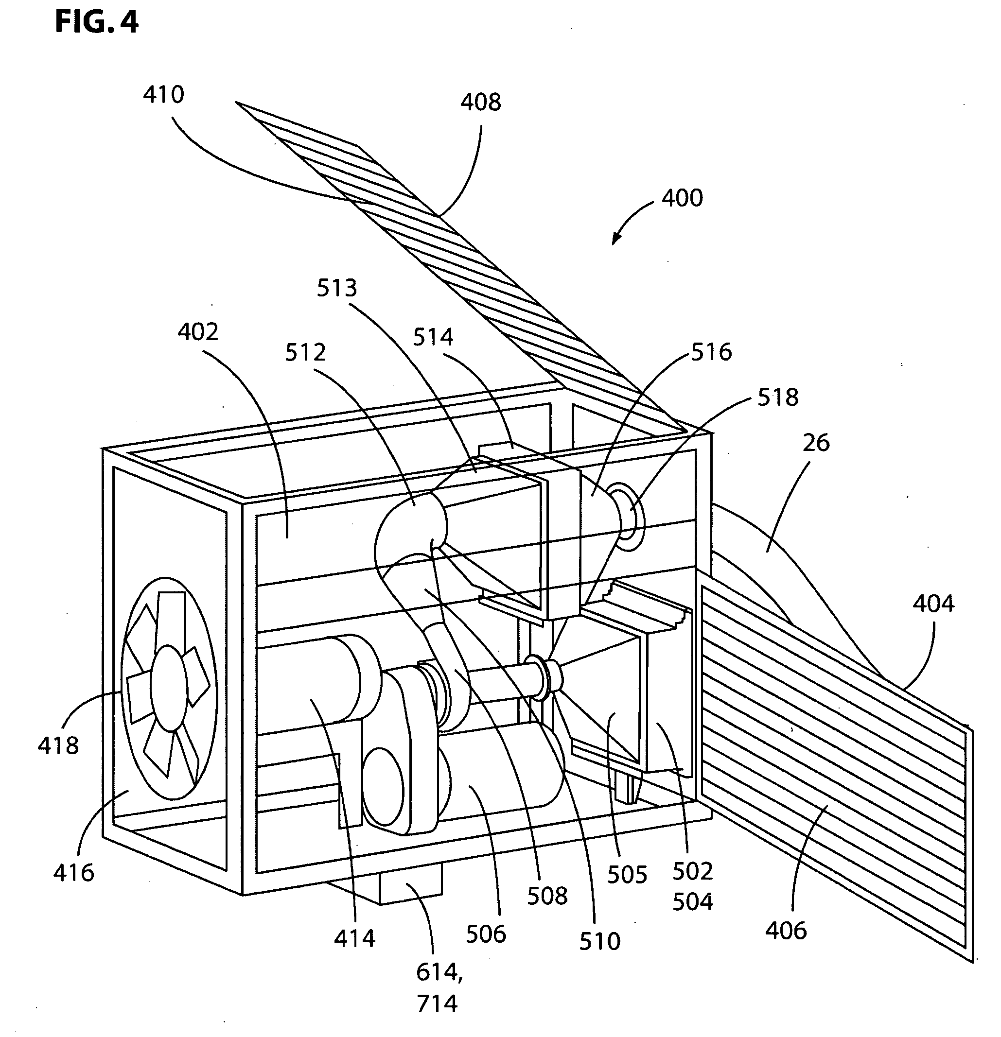 Compact, modularized air conditioning system that can be mounted upon an airplane ground support equipment cart