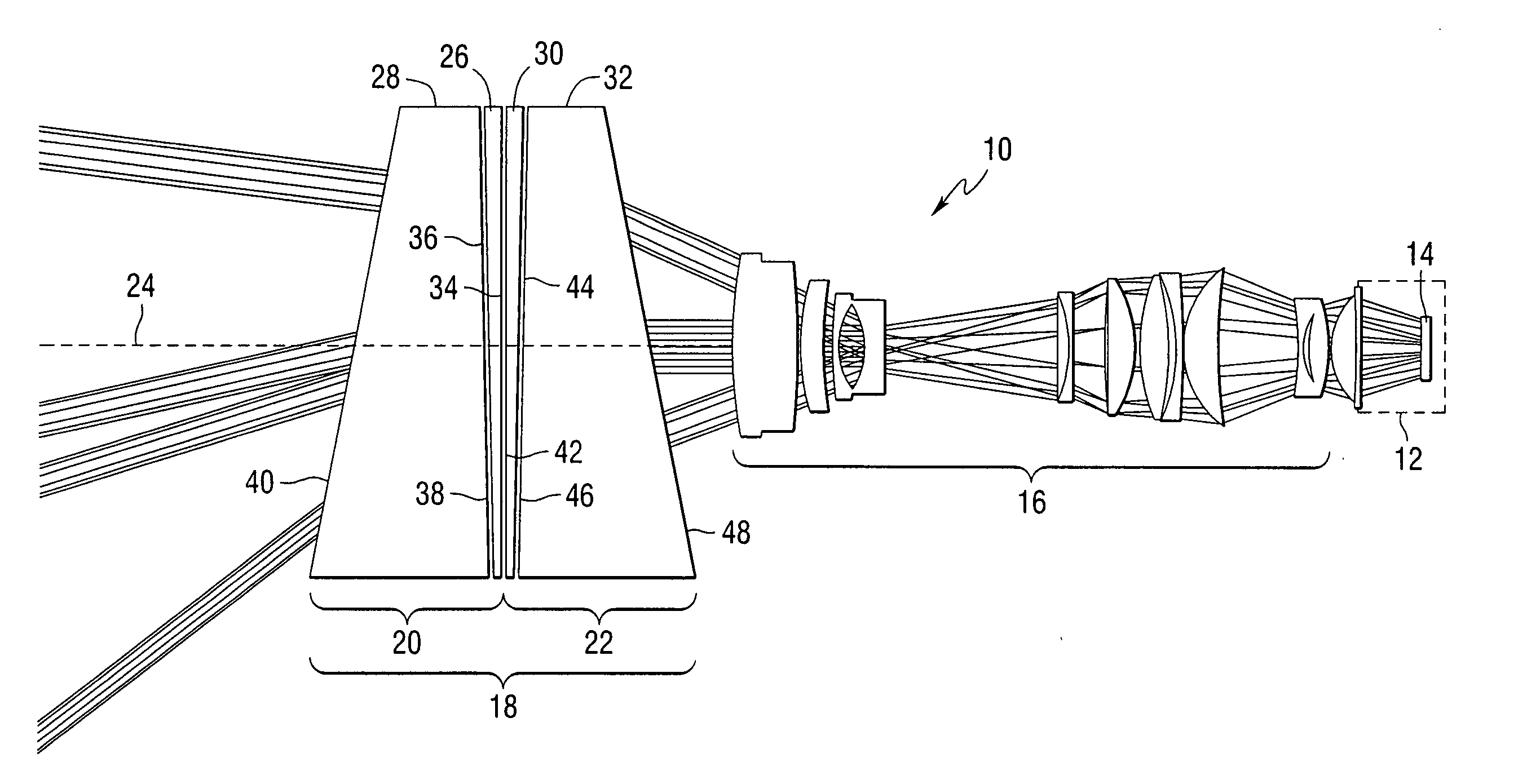 Pan and tilt apparatus using achromatic prisms