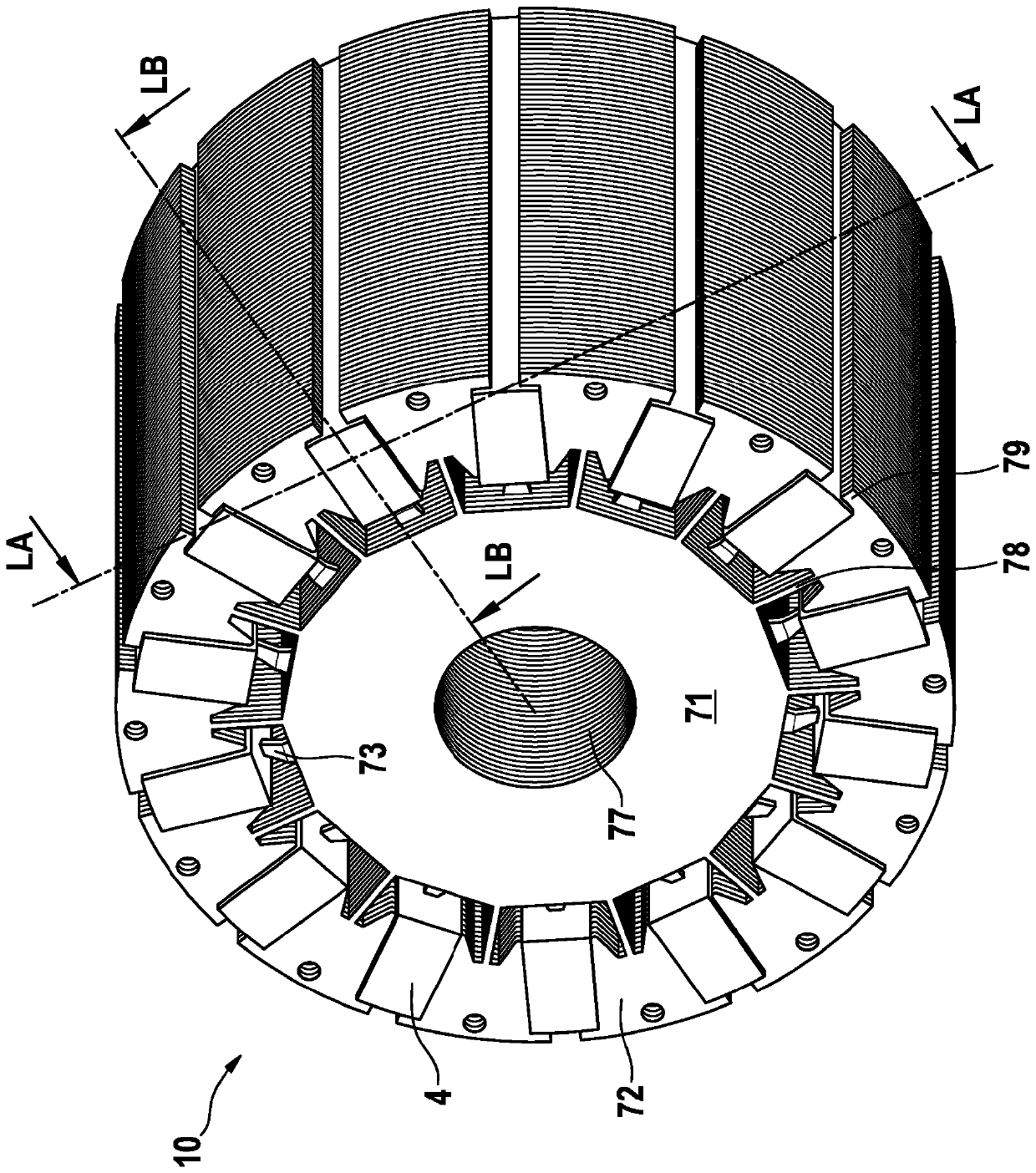 Electric machine with corresponding at least two clamping lugs for fixing permanent magnets