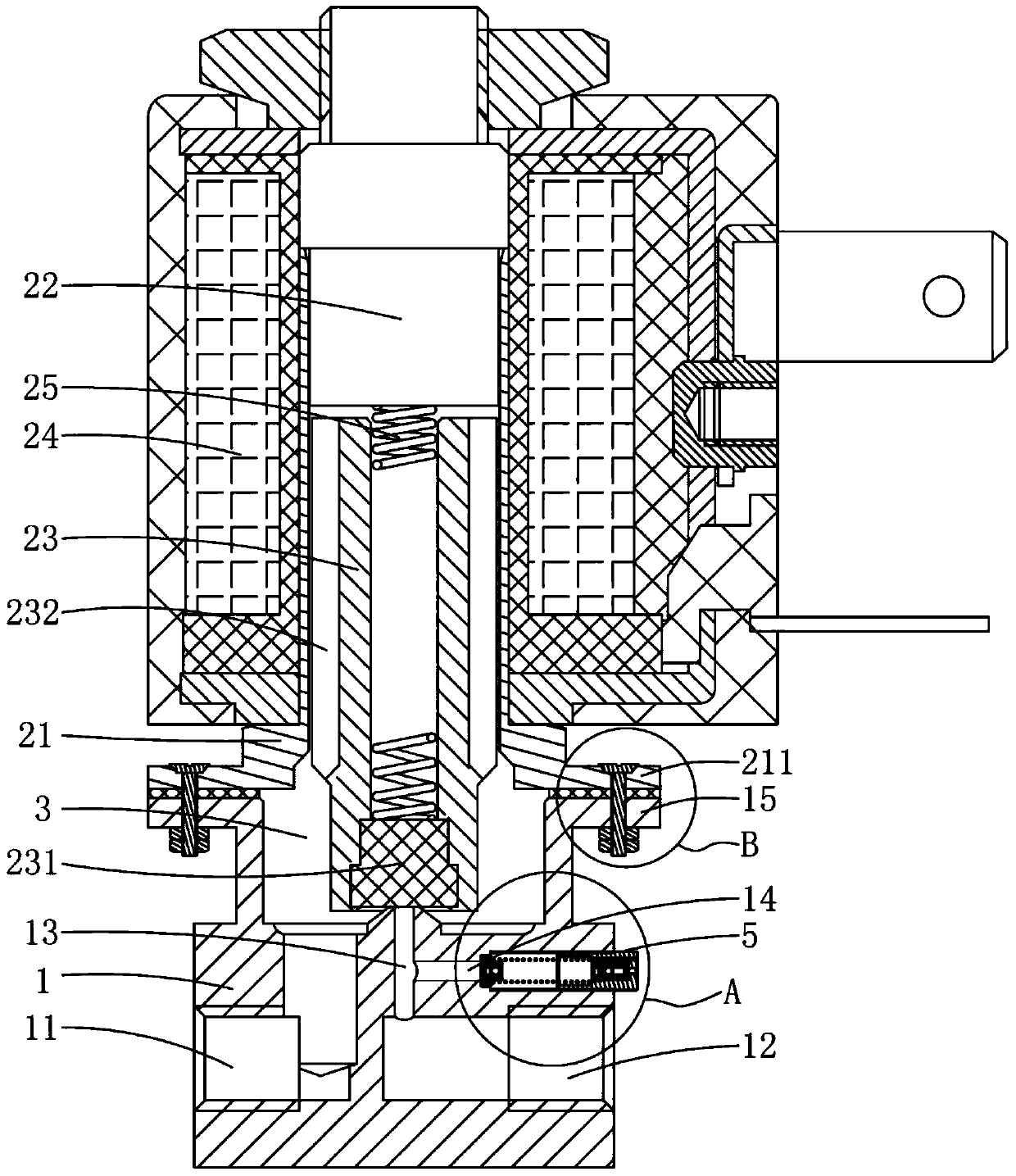 A two-position two-way solenoid valve with improved structure
