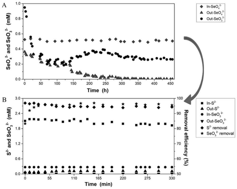 A treatment method and device for simultaneously removing selenium pollution and sulfide pollution