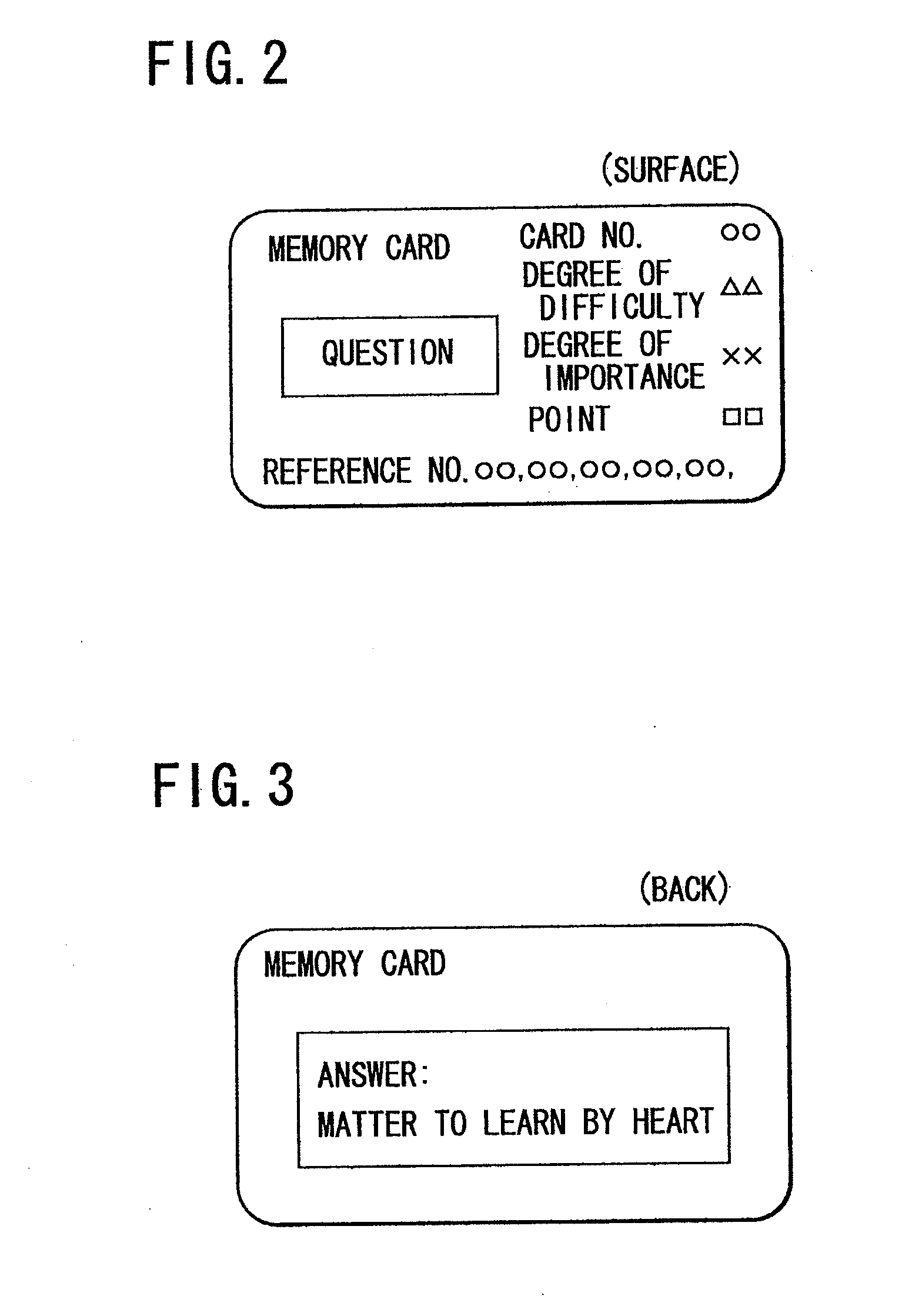 Card-type learning tools, learning apparatuses, programs for learning apparatuses, and recording media therefor