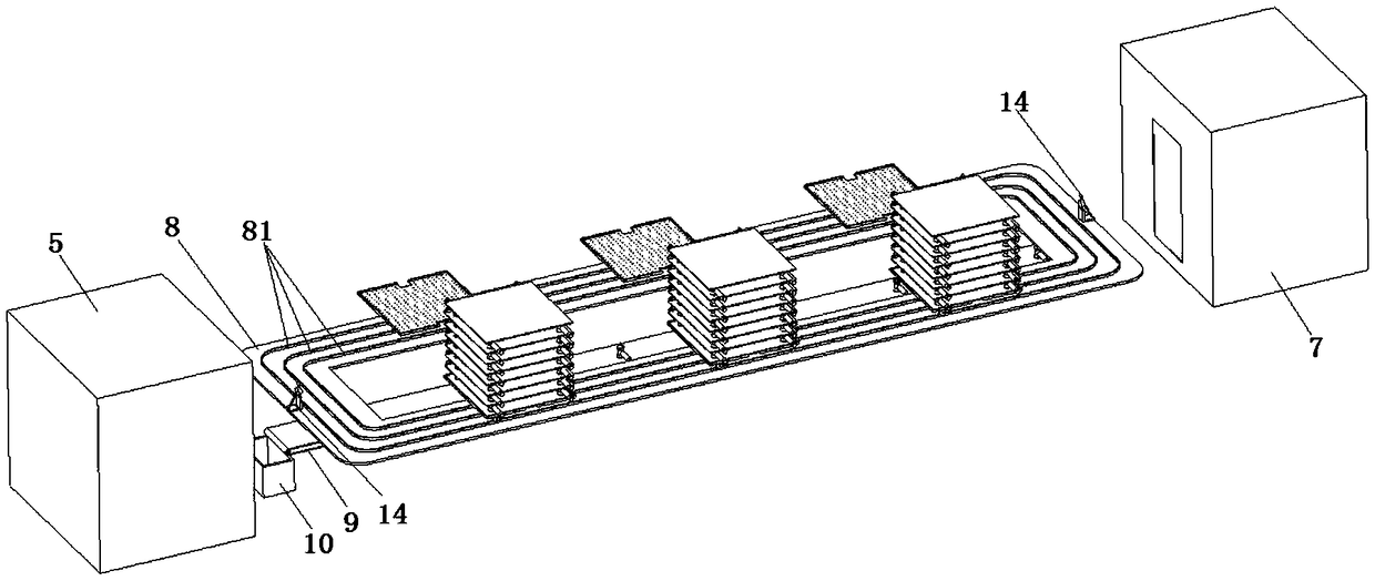 Rotary transport line for PCB production and processing plant and working method thereof