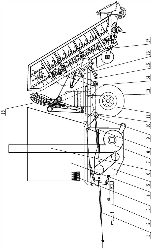 Plastic film residue winding device and combined machine formed by same and plastic film residue bundling method of combined machine