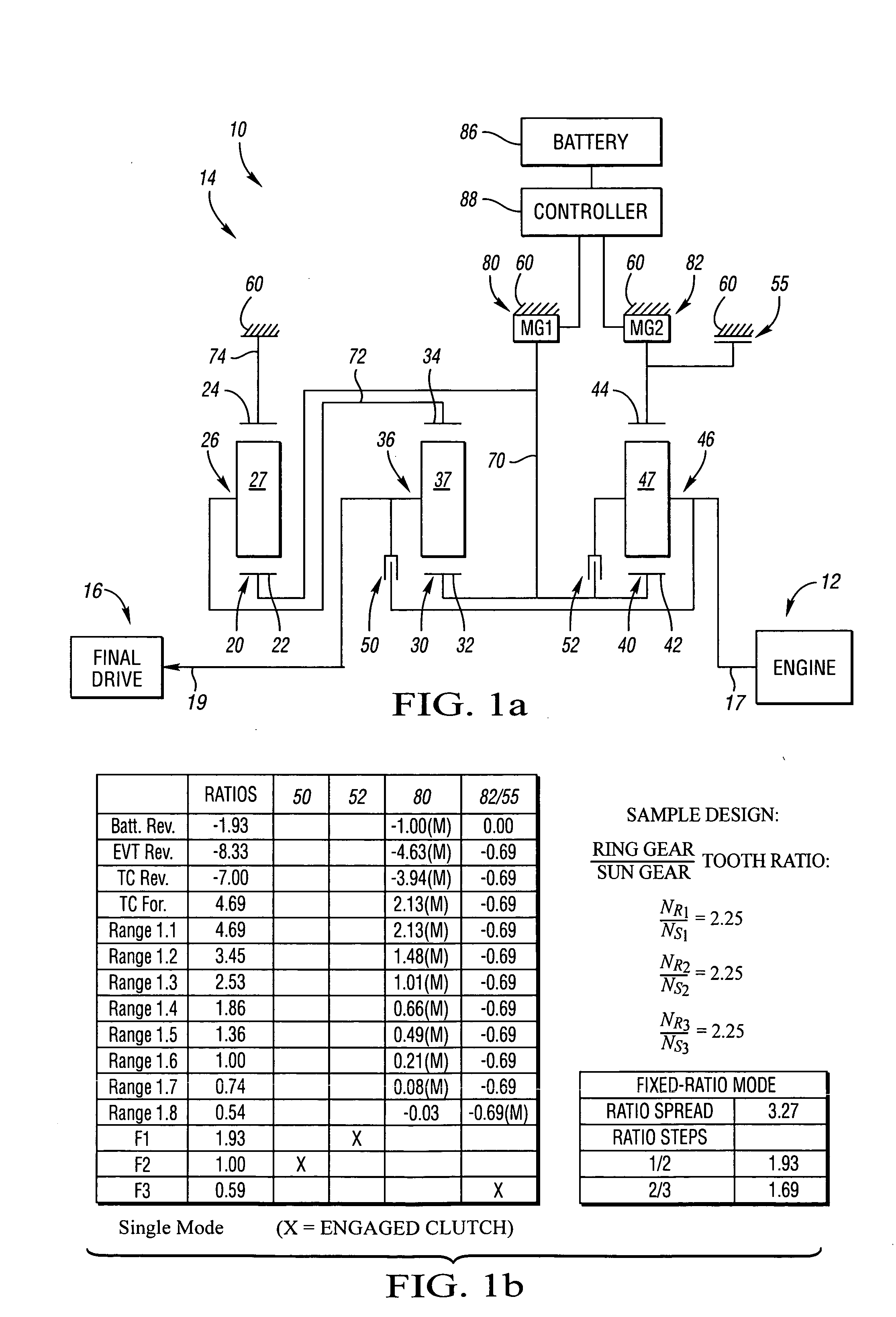 Electrically variable transmission having three planetary gear sets, two fixed interconnections and a stationary member