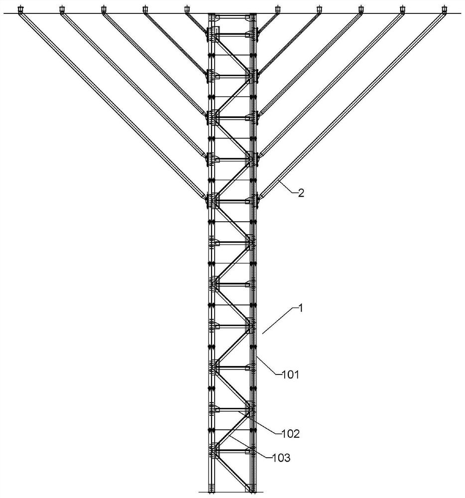 Assembled large-span temporary supporting structure