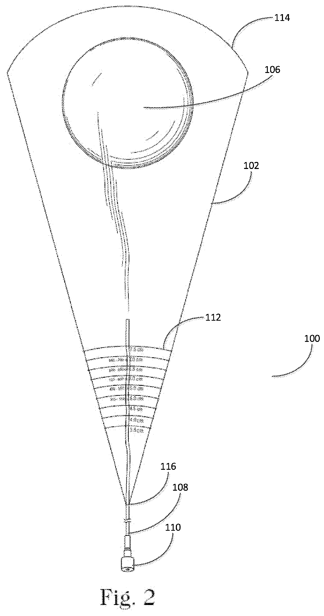 Closed funnel for the delivery of a prosthetic implant